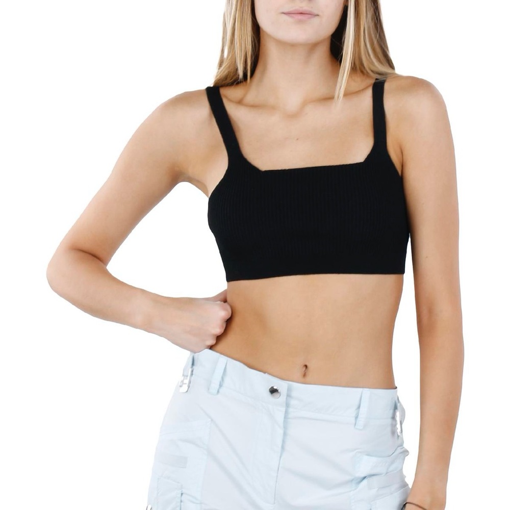 Red Valentino Ribbed Square Neck Crop Top